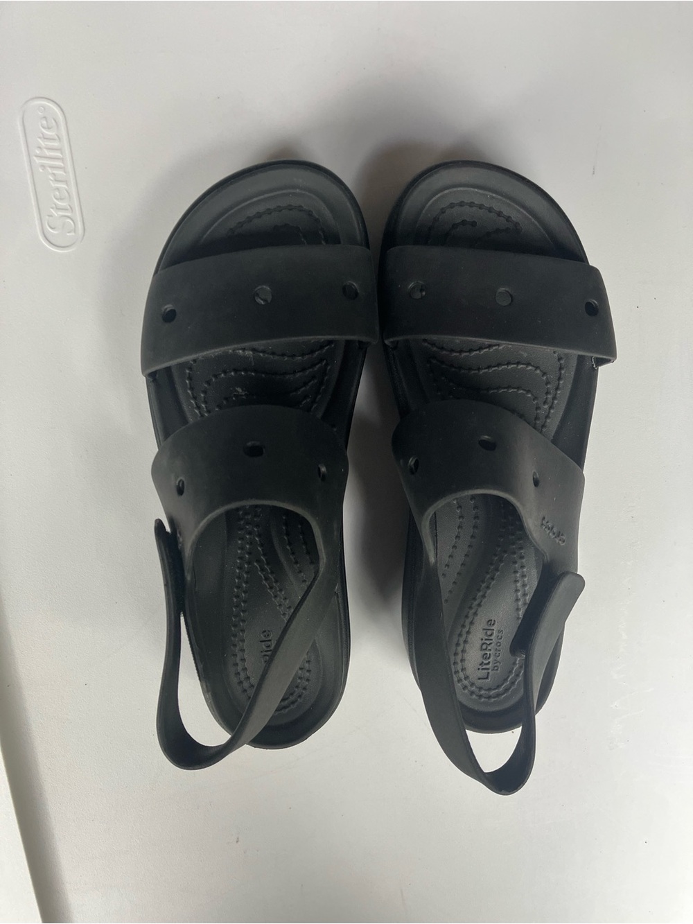 CROCS Women's Black Dual-Strap platform Sandal with Heel Strap